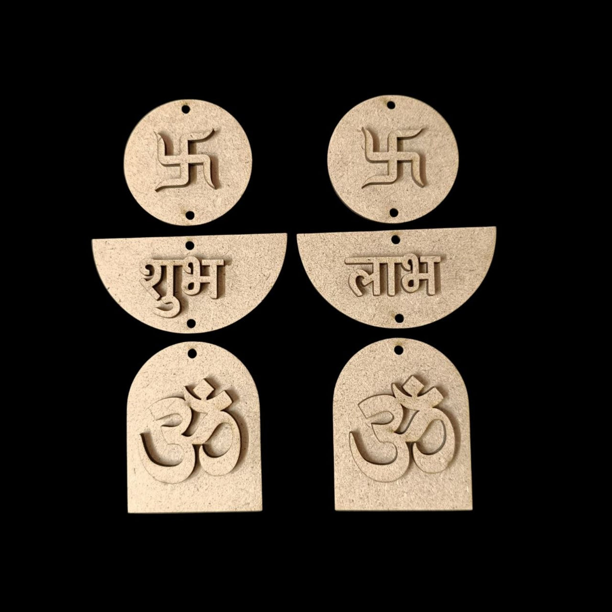 Om Swastika - MDF Shubh Labh Cutout Wall Hanging