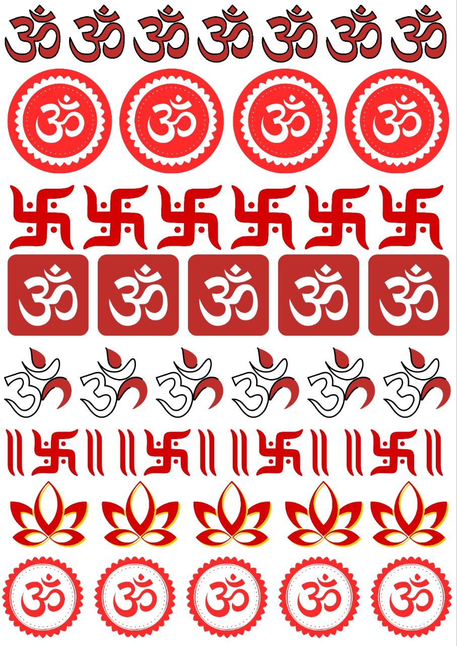 Om & Swastika - Press N Peel Stickers (UV DTF) Size A6
