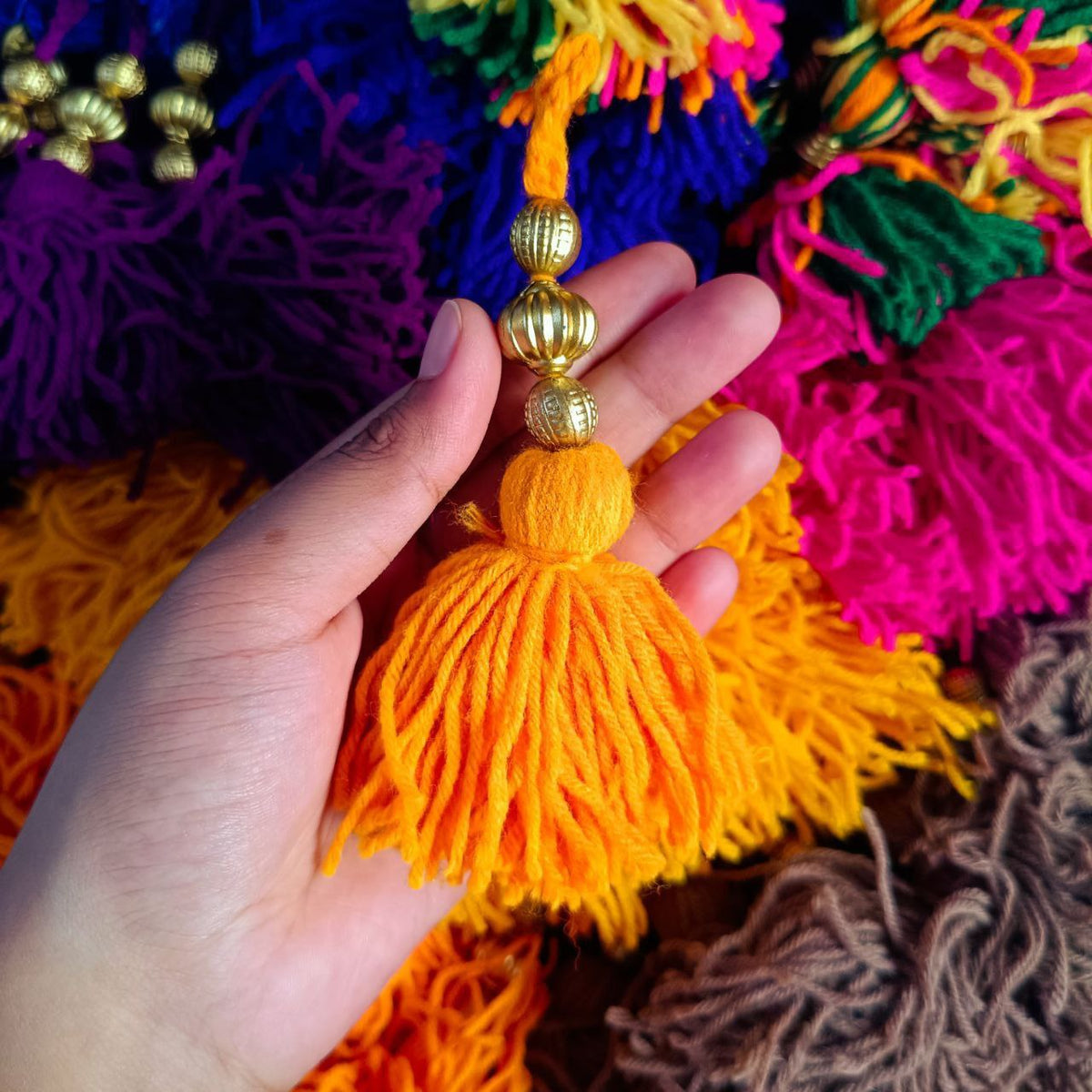 Orange - Wool Latkan Tassel ( Craft Embellishment )