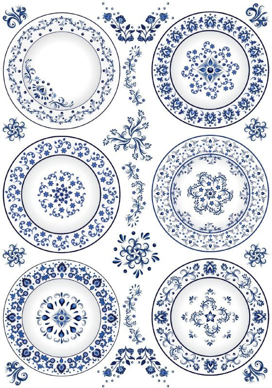 Oriental Blue Porcelain (Decoupage paper )
