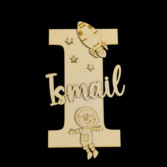 Outer Space Boy - Personalised ( MDF Embellishment Monogram )