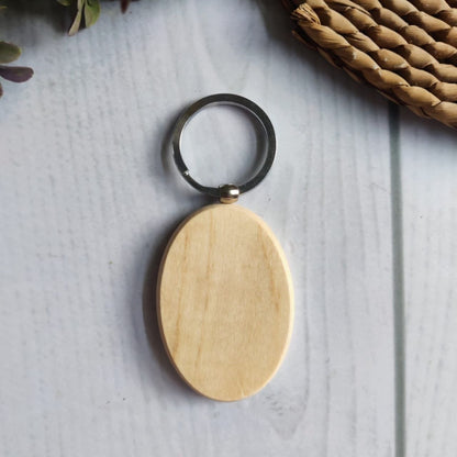Oval Pinewood Keychain Blank