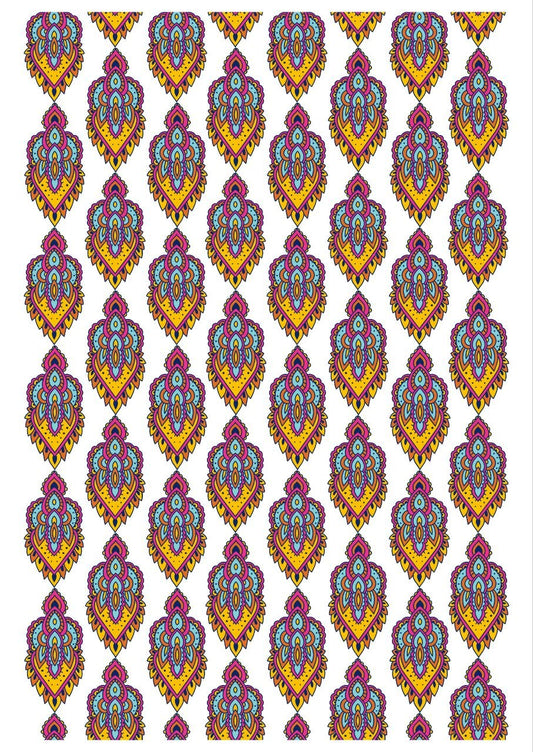 Paisley Drop Motifs Jaipuri - Press N Peel (UV DTF) Size A6