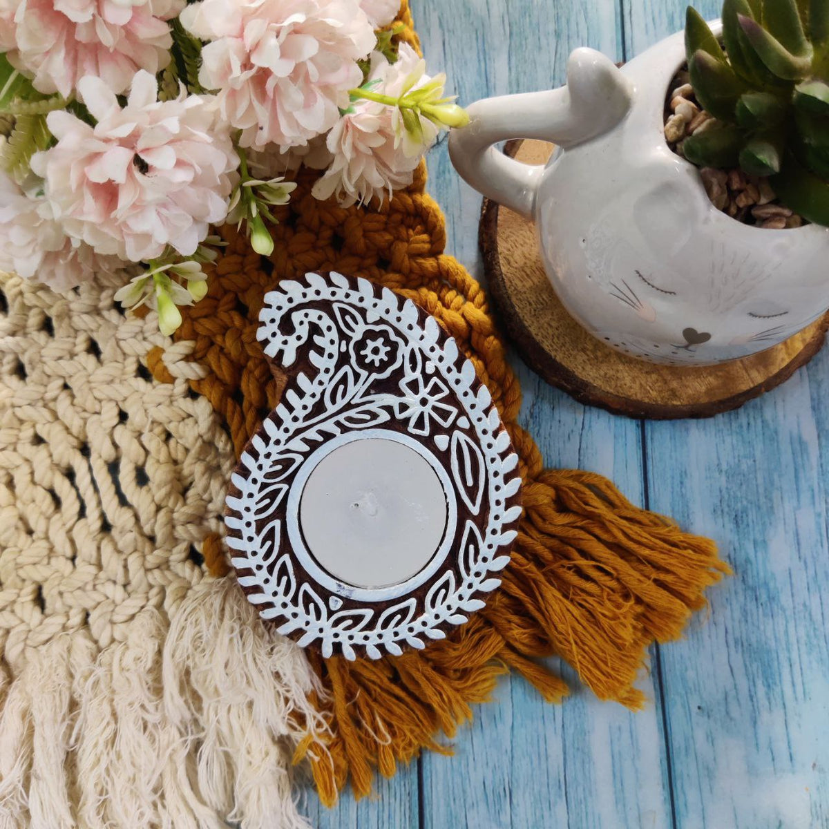 Paisley (Wooden Block Printing Stamp & Tea Light holder)