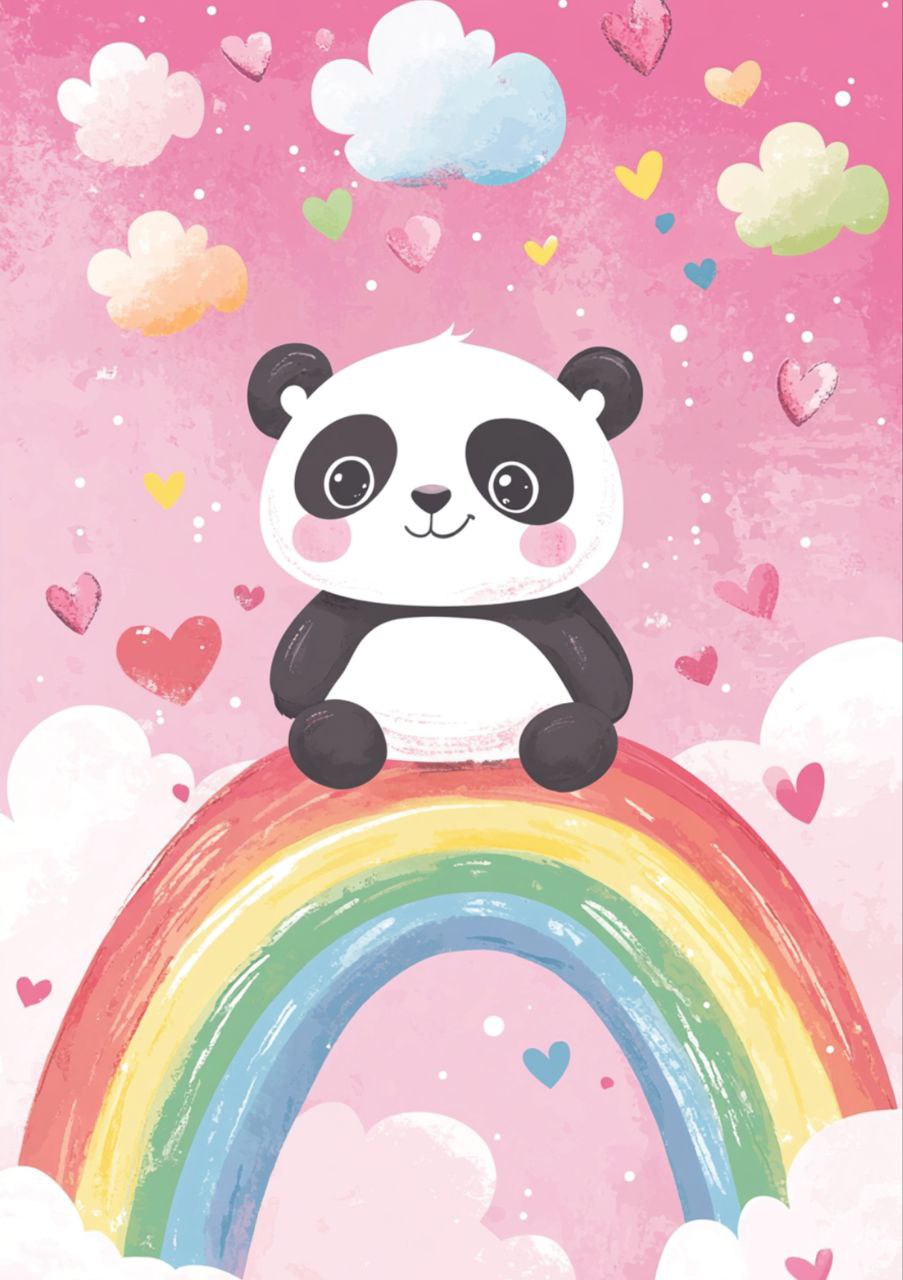Panda Rainbow Cloud (Decoupage Paper)