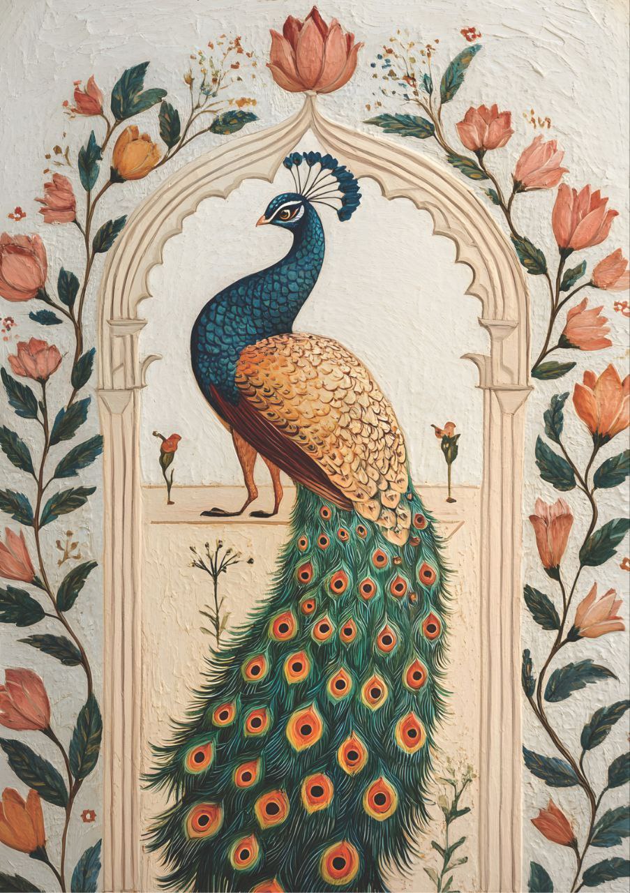 Peacock and Lotus wall Art (Full Size - Decoupage Paper)