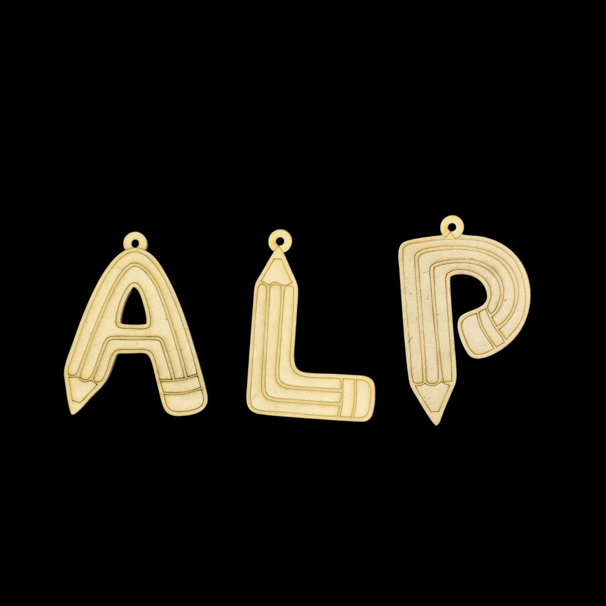 Pencil Shape Monogram Personalised - DIY Bag Dangler | DIY Keychain (MDF)