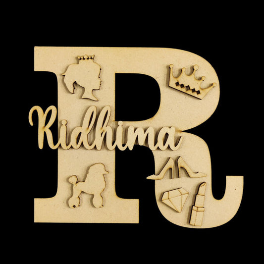 Personalised Monogram with name and Barbie Embellishment (MDF)
