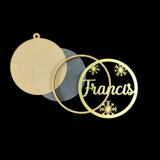Personalised Name - Bauble Ornament Christmas Shaker (MDF + Acrylic)