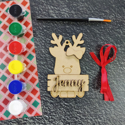 Personalised Reindeer - Christmas DIY Kit (MDF)