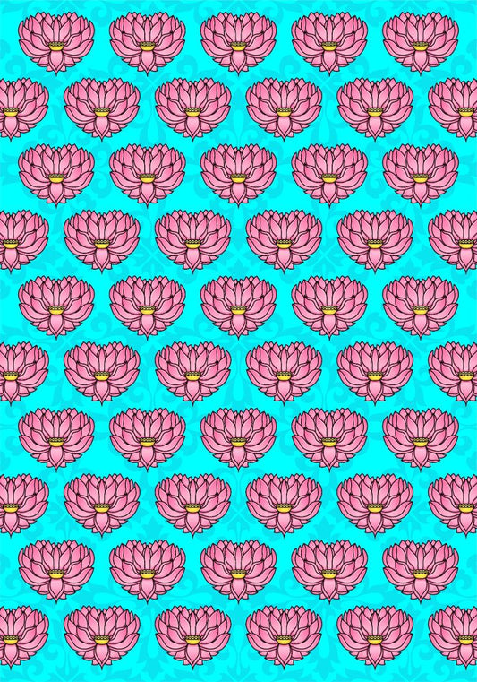 Pichwai Lotus (Turquoise) ( Transfer Sheets )