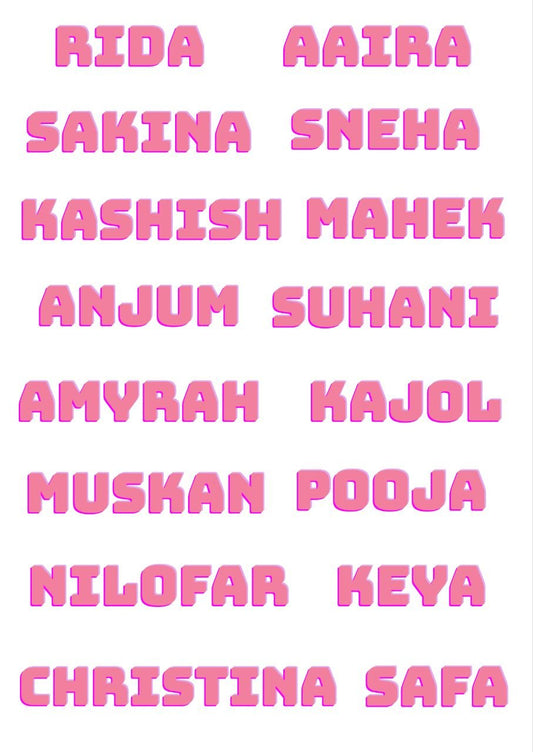 Pink Candy POP - Personalised DTF Press n Peel Stickers (A6) 16 Names