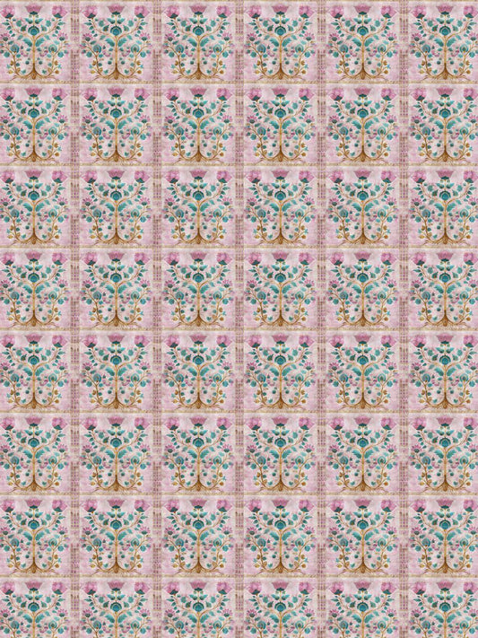 Pink Chandelier - Seamless Block Print (Instant Transfer Sheet)