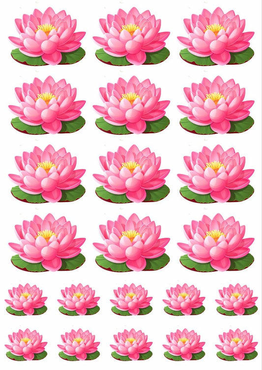 Pink Lotus multiples - Press N Peel Stickers (UV DTF) Size A6