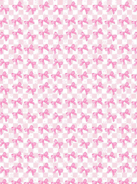 Pink Ribbon Bows - Chequered Seamless (Instant tranfer Sheet)
