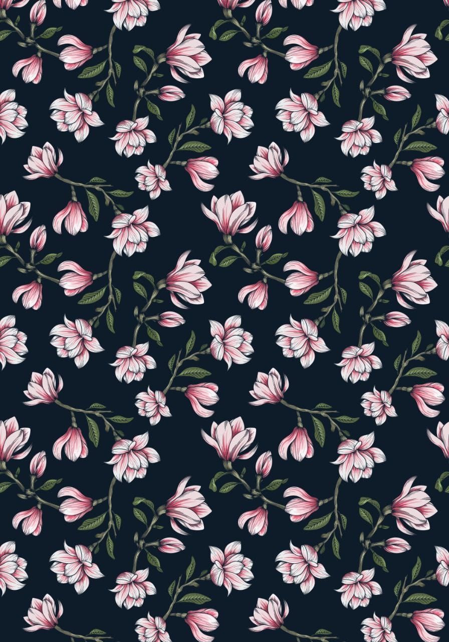 Pink n Black floral ( Instant Transfer sheet )