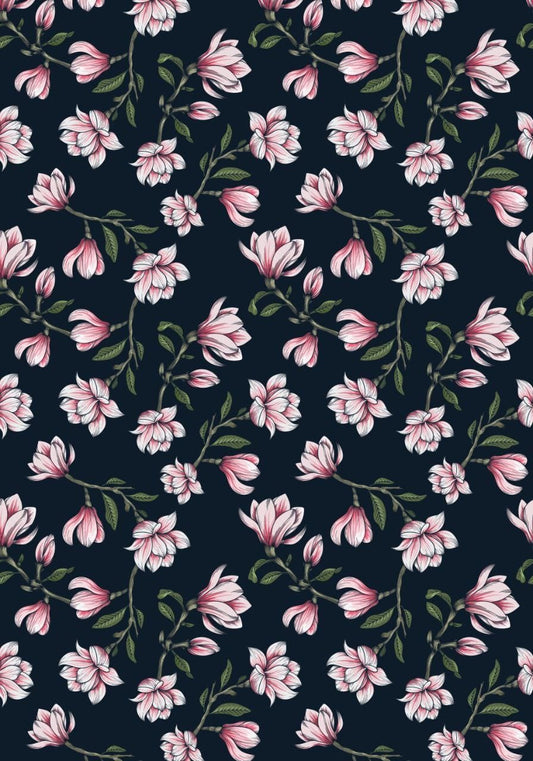Pink n Black floral ( Instant Transfer sheet )