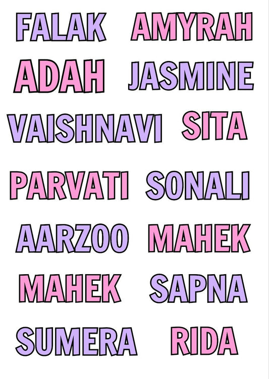 Pink n Lavender POP - Personalised Stickers (UV DTF) Size A6 - 14 Names