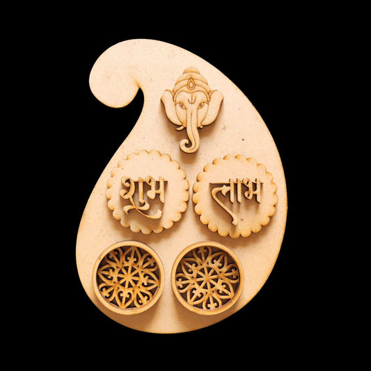 Paisley Shubh Labh - Platter with Embellishments & Tealight Holder (MDF Festive)