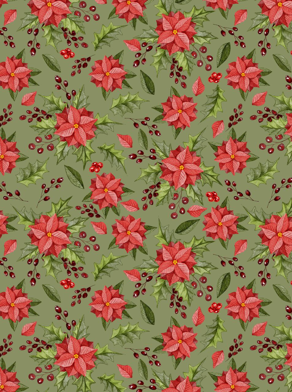 Poinsettia n Berries  ( Christmas - Decoupage Sheet )