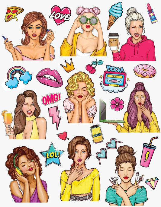 Pop art Girls ( Instant Transfer sheet )