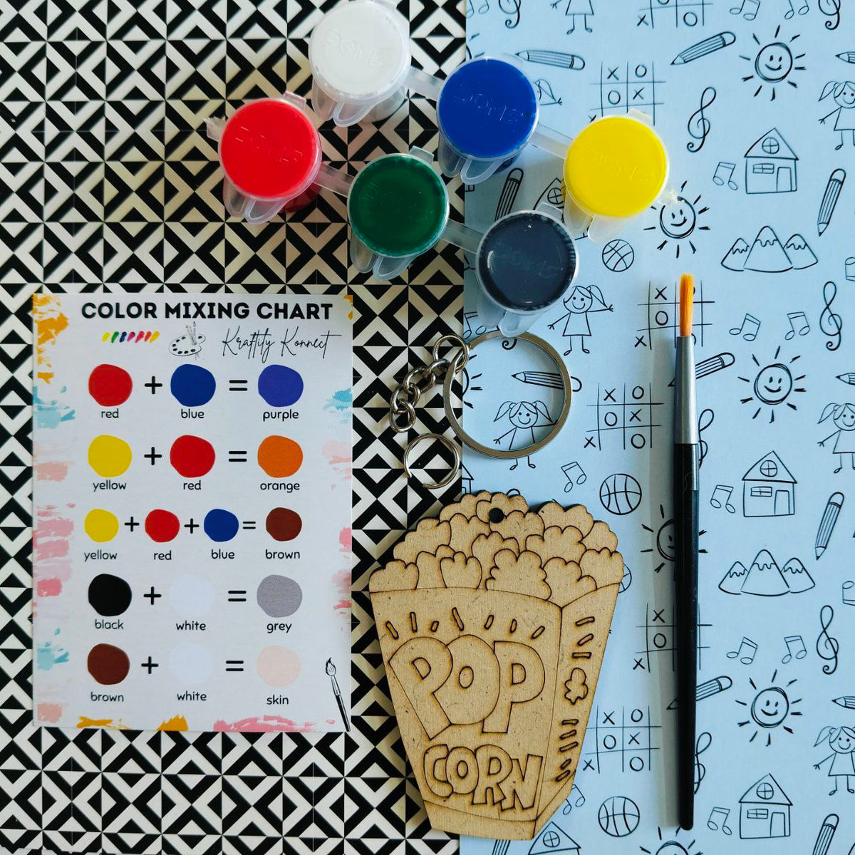 Popcorn (DIY Keychain Kit For Kids - MDF)