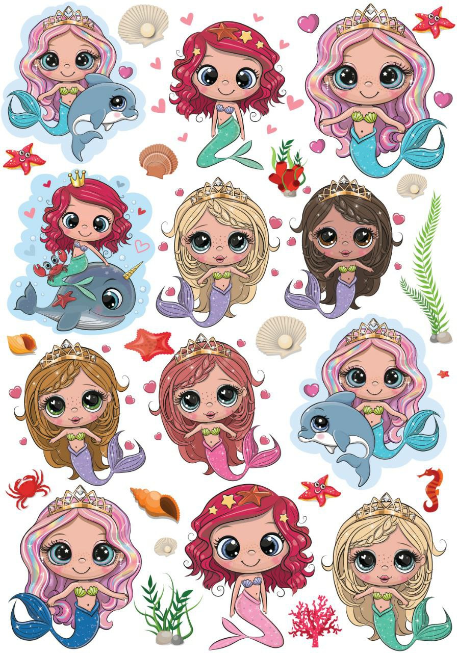 Princess Mermaids ( Instant Transfer Sheets )