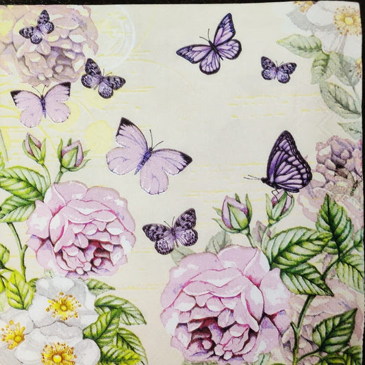 Butterfly purple floral  ( German Napkins Tissues )