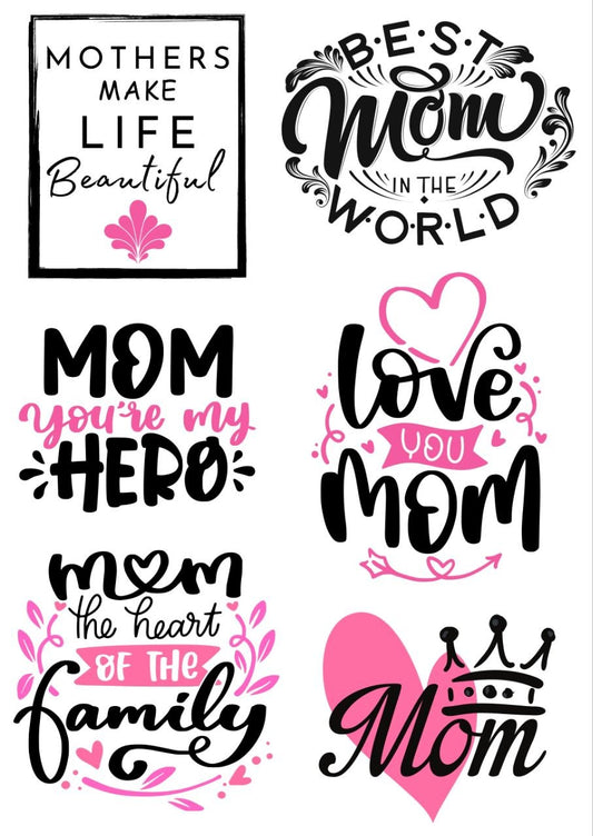 Queen Mom Quotes - Mother's Day - Press N Peel Stickers (UV DTF) Size A6