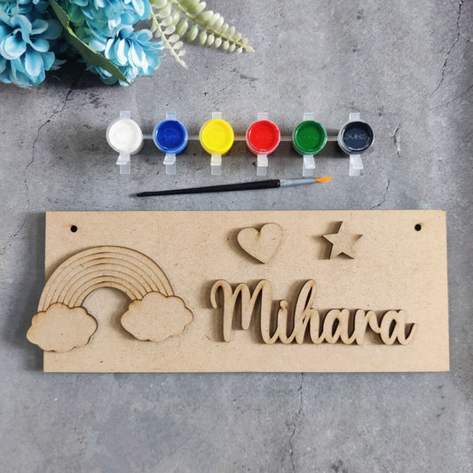 Rainbow Girl (DIY Name Plate Kit MDF) Personalised