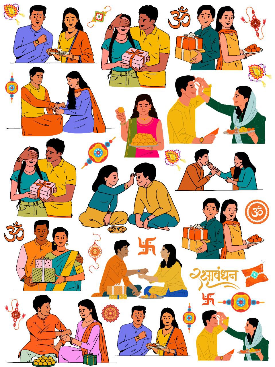 Raksha Bandhan Elements - Bhai Behen - Brother Sister (Instant Transfer Sheet)