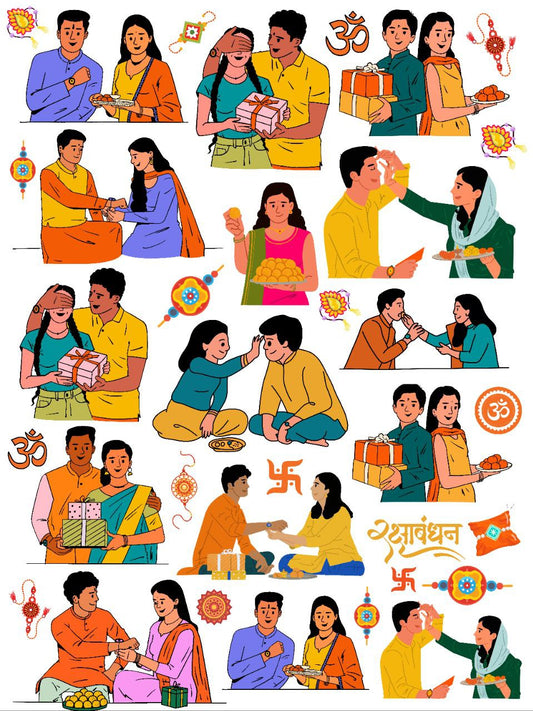 Raksha Bandhan Elements - Bhai Behen - Brother Sister (Instant Transfer Sheet)