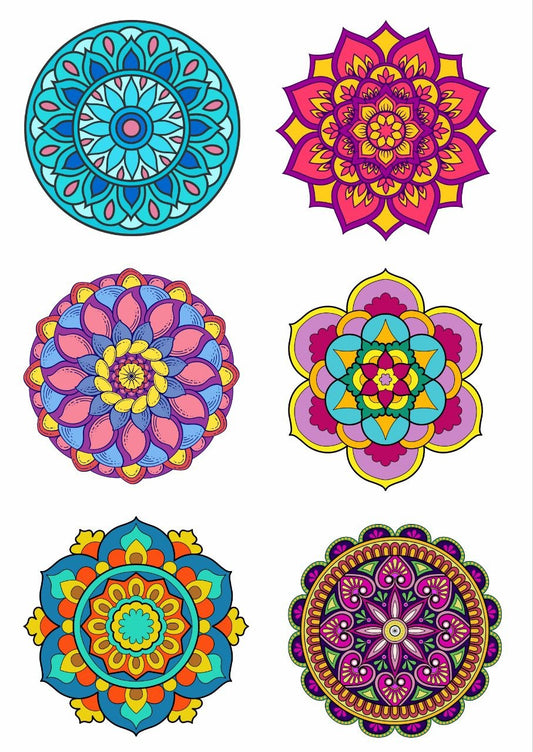 Rangoli Kaleidoscope Mandalas 1 - Press N Peel(UV DTF) Size A6