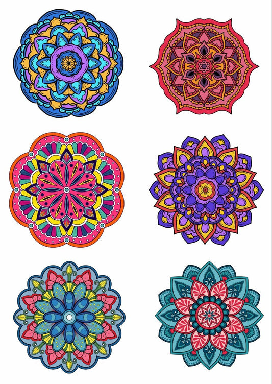Rangoli Kaleidoscope Mandalas - Press N Peel (UV DTF) Size A6