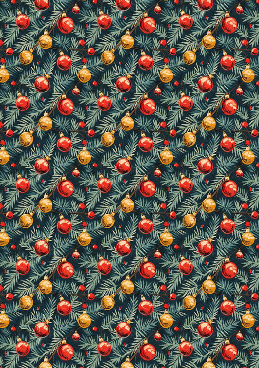 Red n Yellow Baubles - Seamless Christmas Pattern (Decoupage Paper)