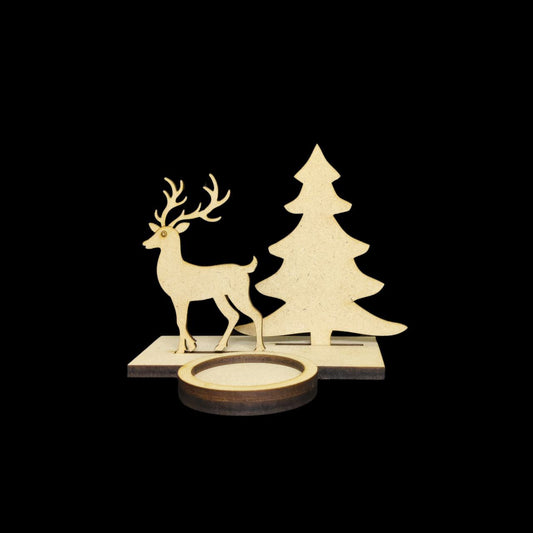 Reindeer Christmas Tree (3D Tealight Holder MDF) Christmas Collection