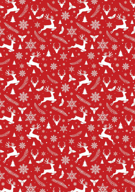 Reindeers (Red) ( Christmas - Decoupage Paper )