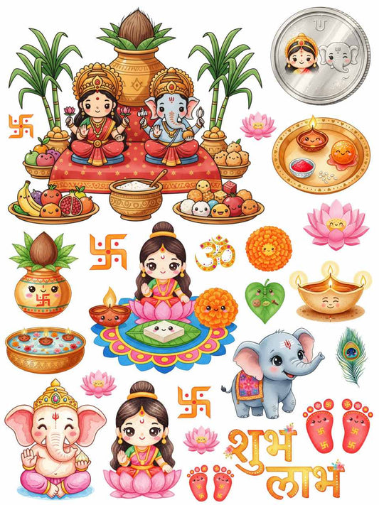 Religious Elements - Hindu Deities Traditional - Instant Transfer Sheet