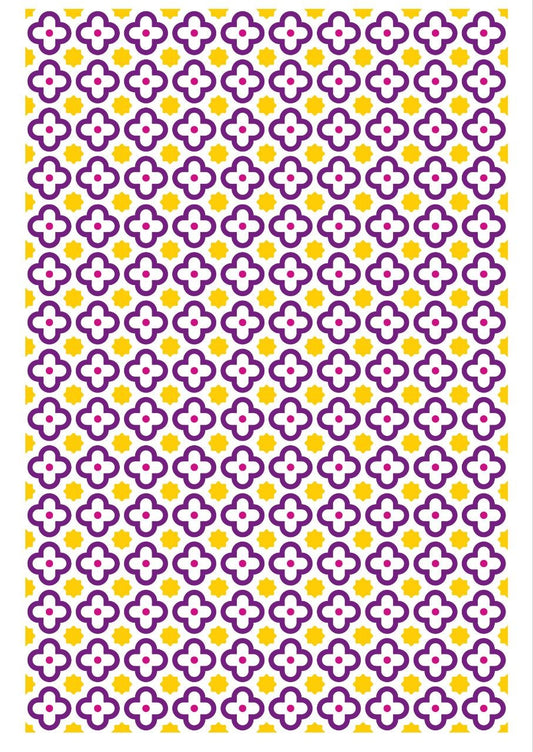 Retro Floral Seamless Tiles Geometric 1 (UV DTF) Size A6