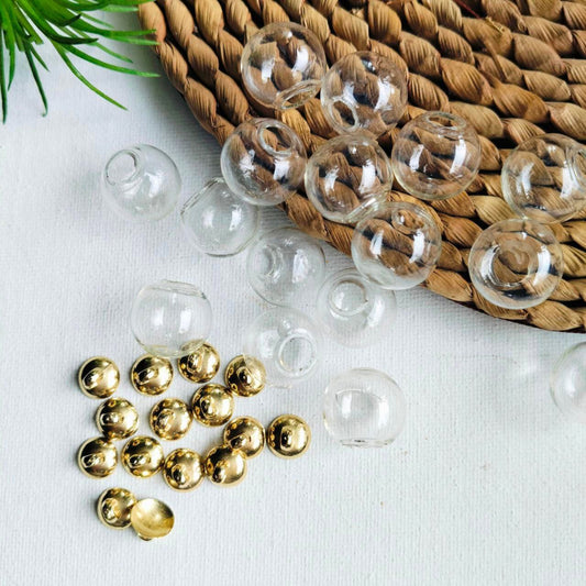 Roli Chawal Glass Balls with Cap - Miniature (Festive Supplies)