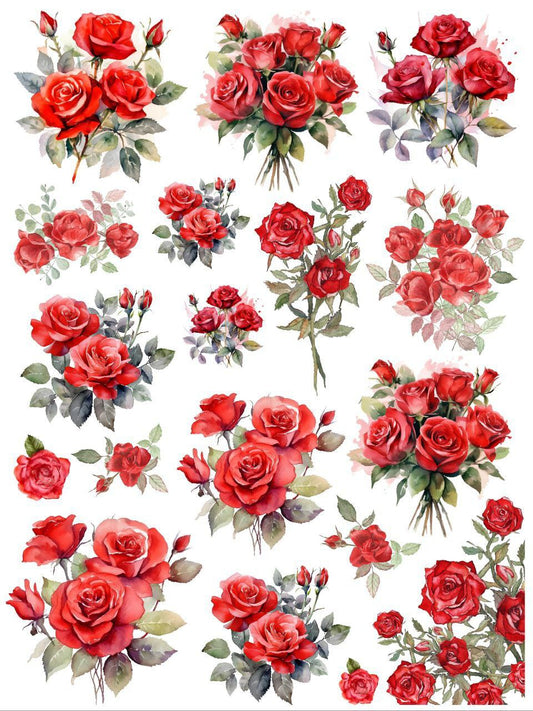 Rose Bunch - Love(Instant Transfer Sheet) Valentine's