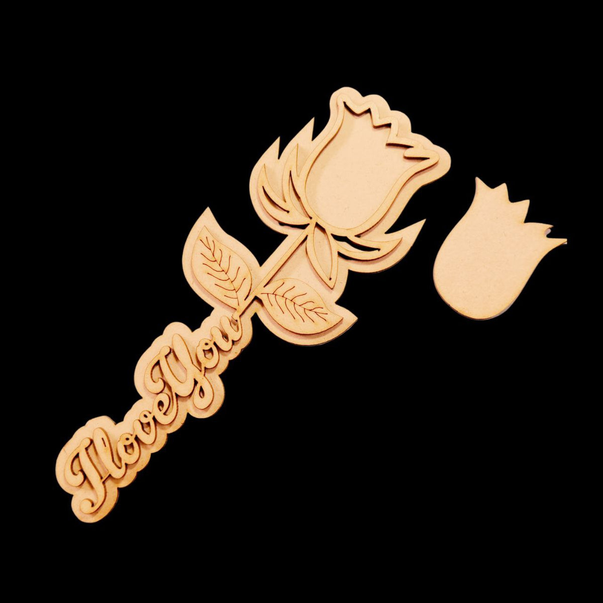 Rose - I Love You ( Petal cutout for photo - MDF Valentine's ) Personalised