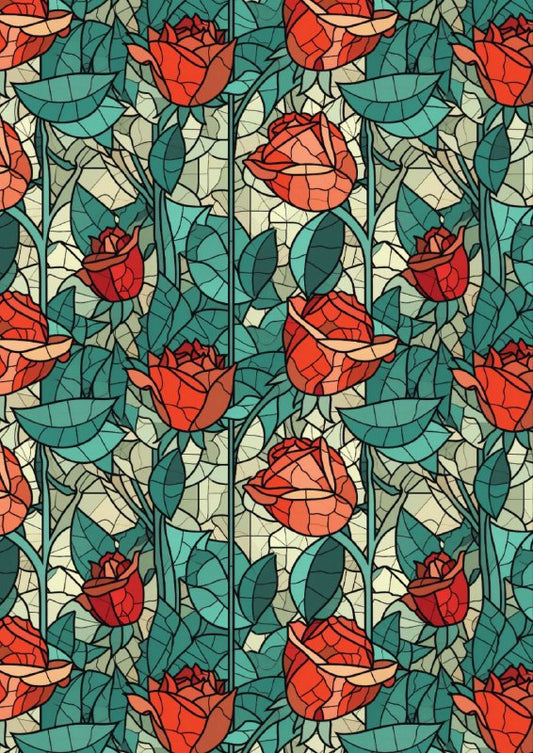 Roses - stained glass (Instant Transfer Sheet)