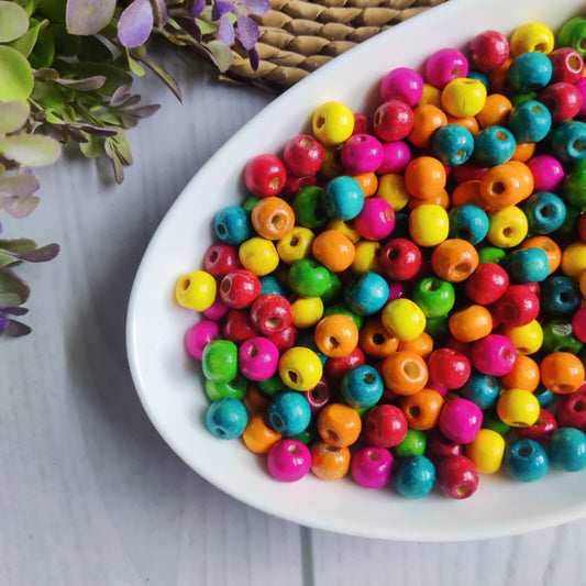 Round Colourful Balls - Mixed Wooden Beads