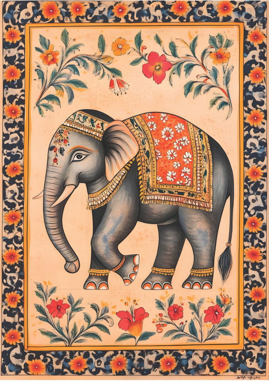 Royal Elephant Wall Art - 4 (Full Size - Decoupage Paper)