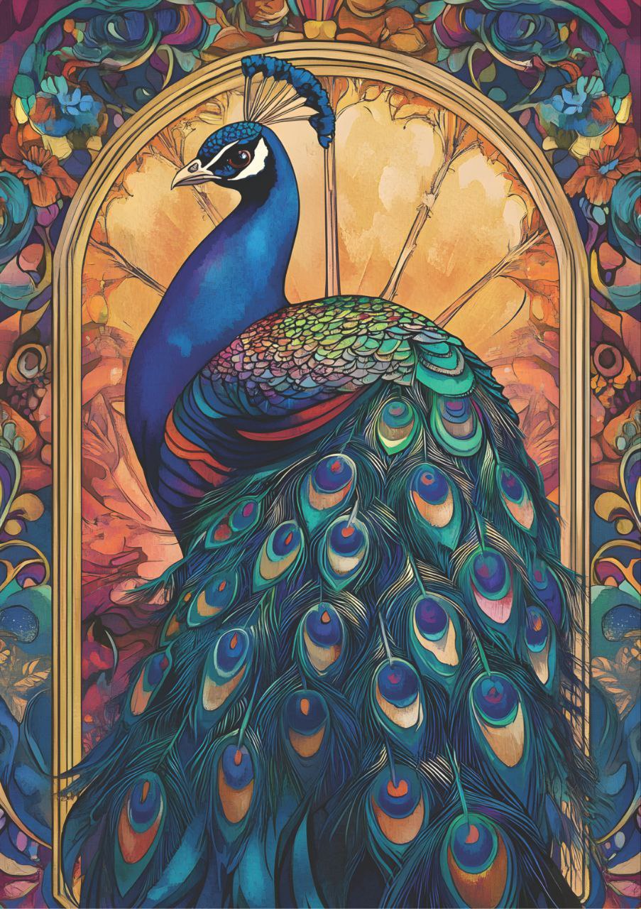Emperor Peacock | Psychedelic Art (Full Size - Decoupage Paper)