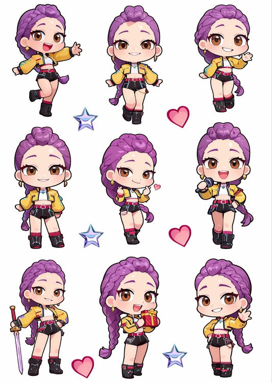 Rumi - Kpop Demon Hunter Chibi - Press N Peel Stickers (UV DTF) Size A6