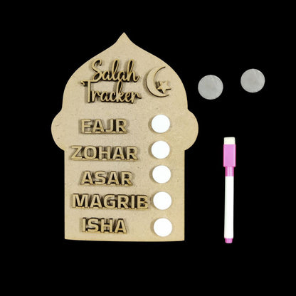 Salah Namaz Tracker - Moon & Star - DIY Islamic Collection (MDF)