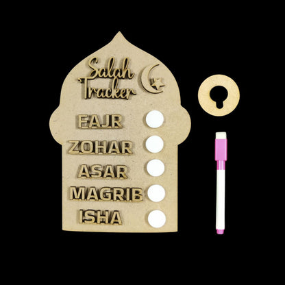 Salah Namaz Tracker - Moon & Star - DIY Islamic Collection (MDF)