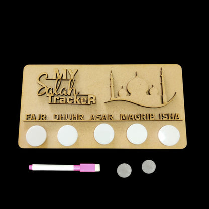 Salah Namaz Tracker - Moon & Star - DIY Islamic Collection (MDF)